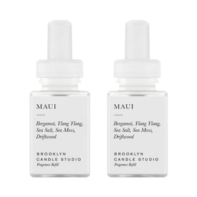 Pura Maui diffuser refill bottle with bergamot and driftwood notes offering long-lasting fragrance