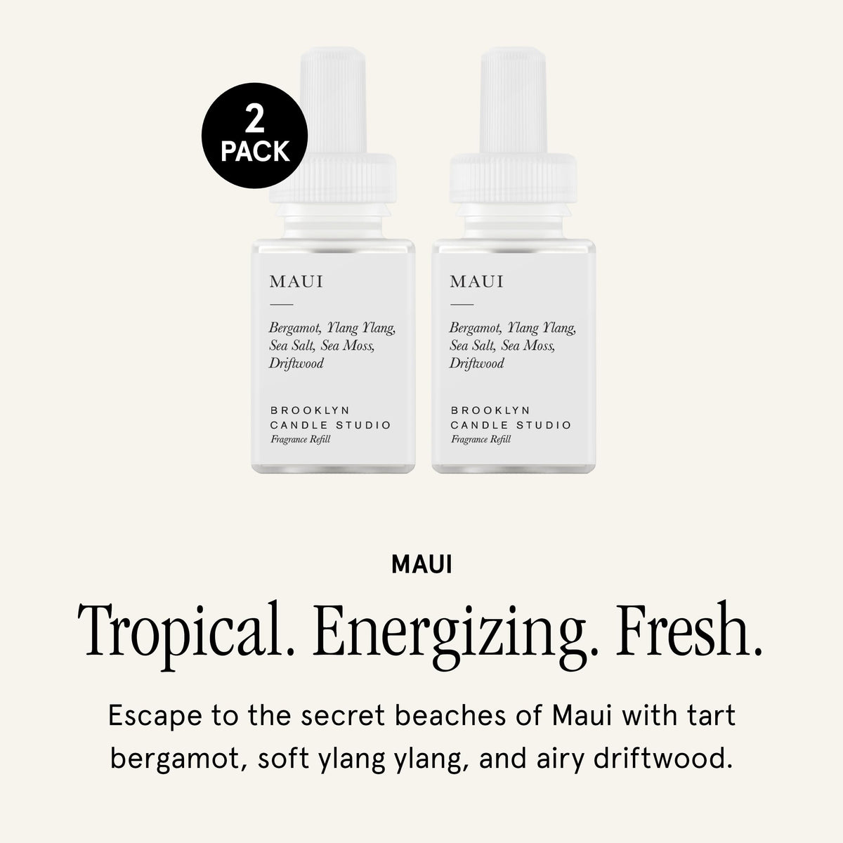 Pura Maui diffuser refill pack front view highlighting up to 120 hours of luxury fragrance