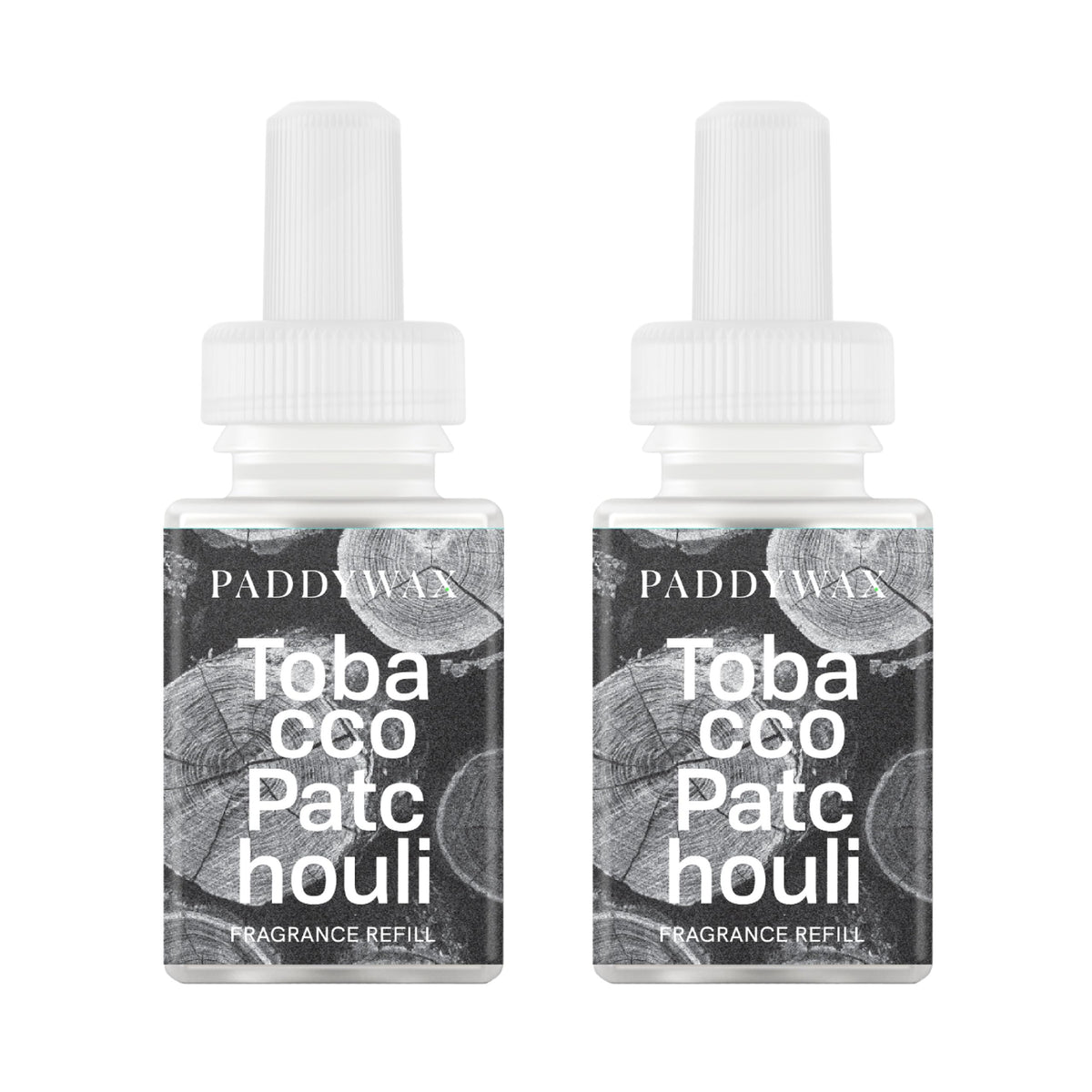 Pura Paddywax refill bottle close-up with tobacco-patchouli aromas.