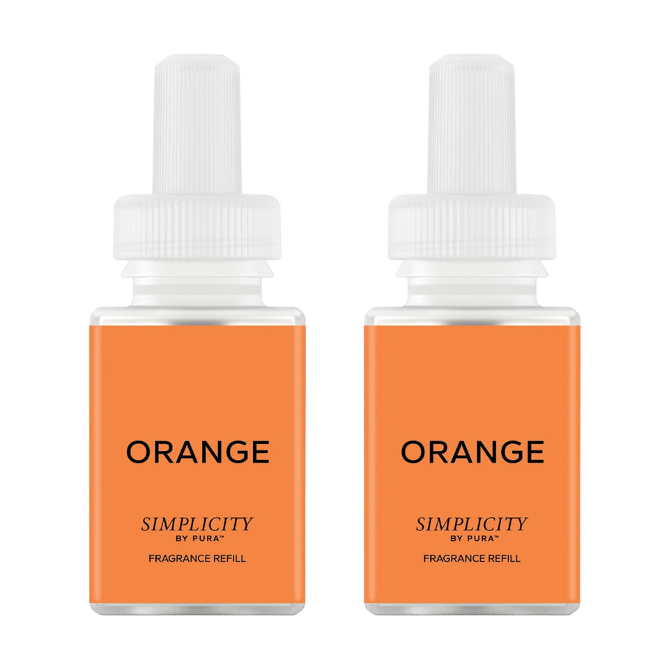 Pura Simplicity orange refill packaging for premium fragrance