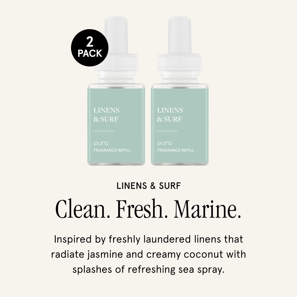 Pura Smart Home Scent Refill Surf 2-pack adds ocean breeze notes to spaces.