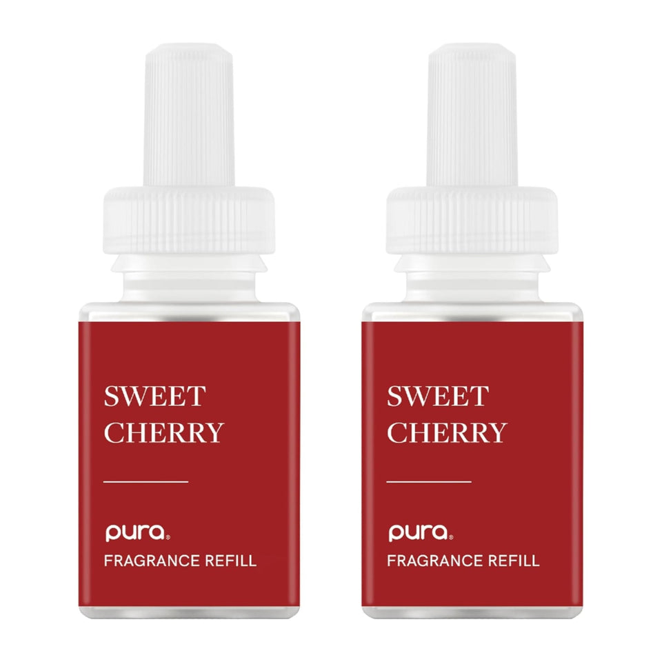 Pura Sweet Cherry refill front view showing vibrant fragrance for home use