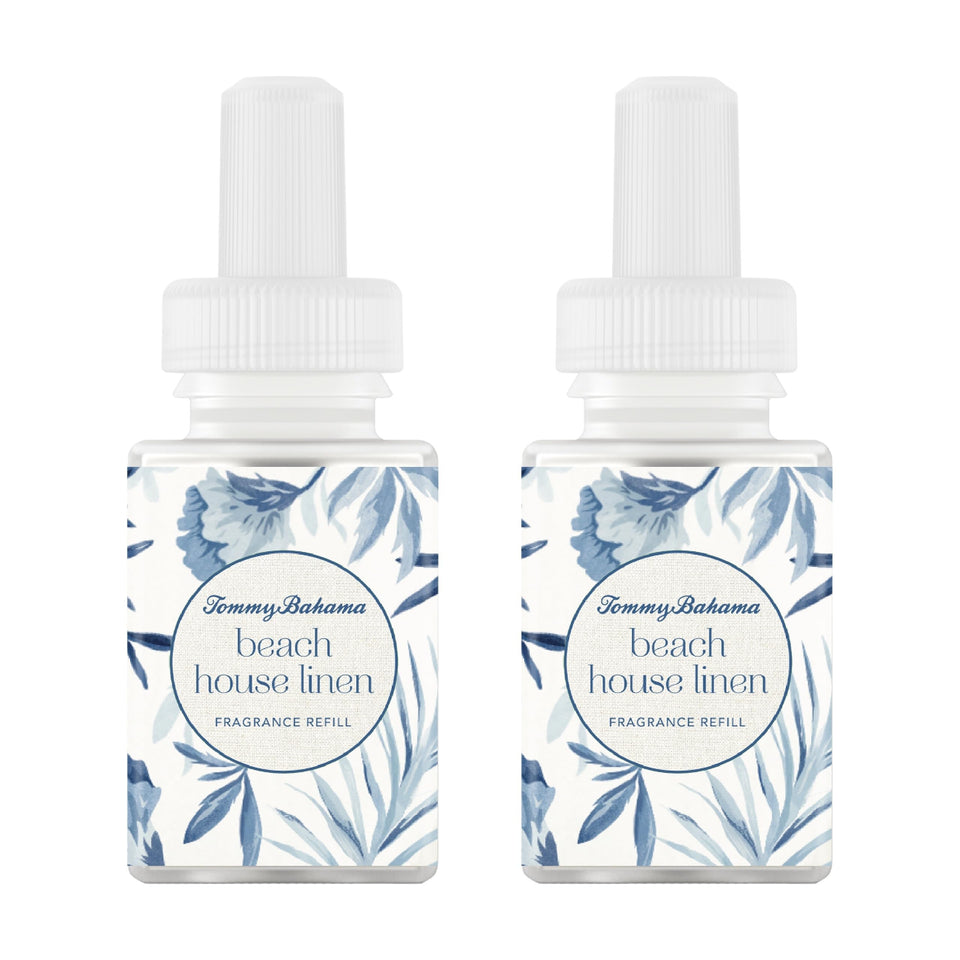 Pura Tommy Bahama Beach House Linen refill with lemon and green leaves for freshness