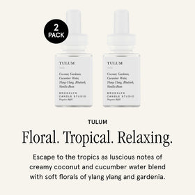 Pura Tulum refill close-up featuring tropical coconut notes