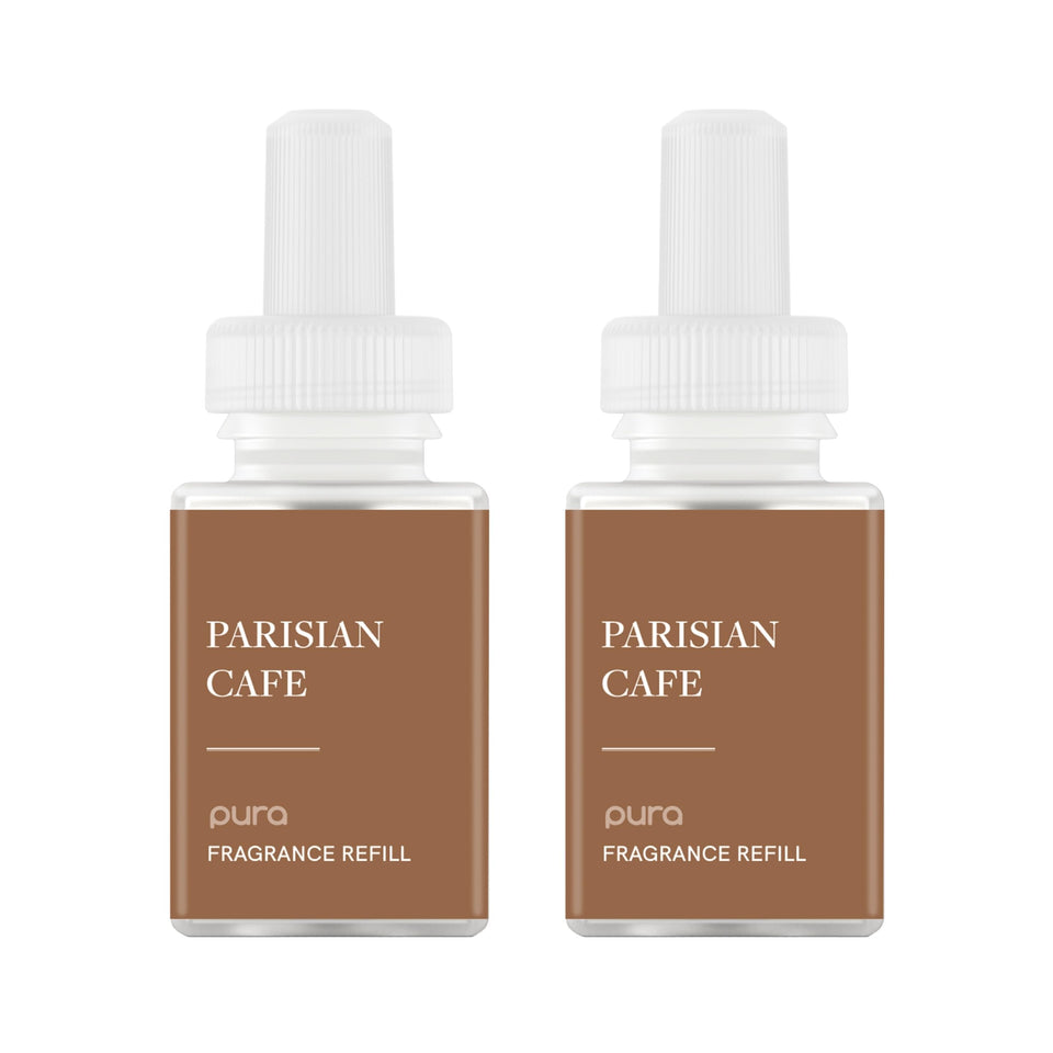 PuraHome Parisian Café refill pack with inviting caramel-coffee-vanilla aroma.