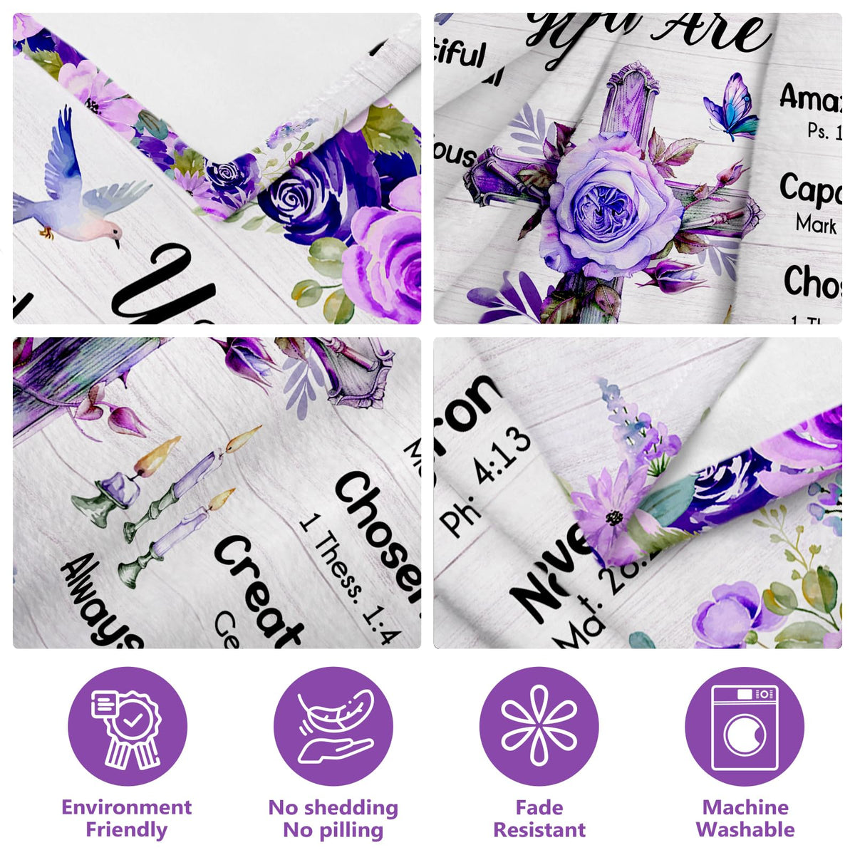 Purdicra baptism gift blanket for girl with hopeful scripture
