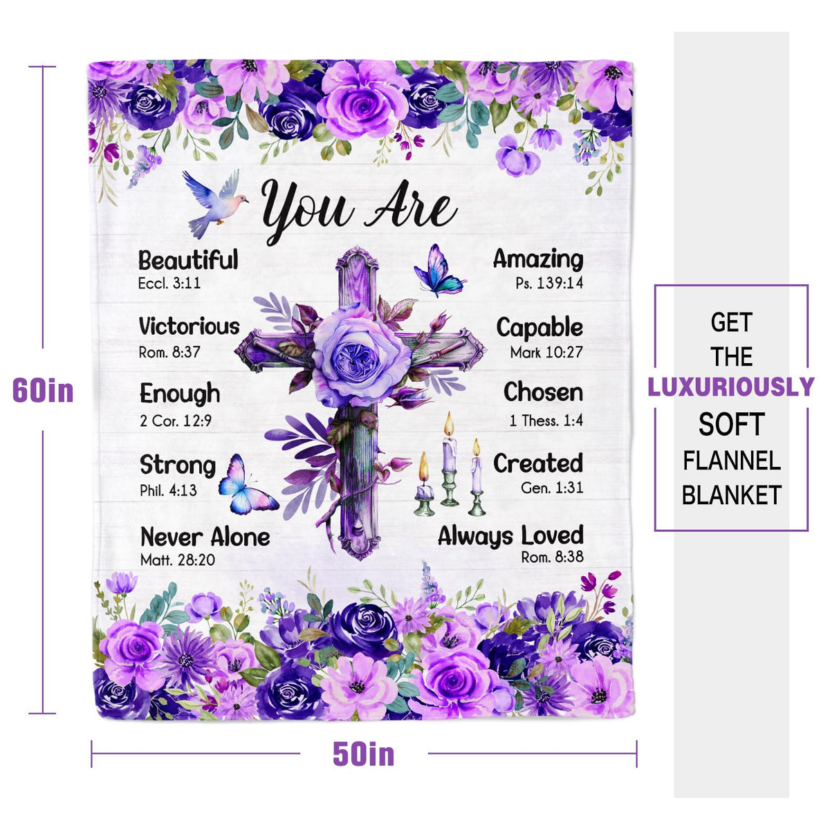 Purdicra soft violet throw with floral pattern for comfort