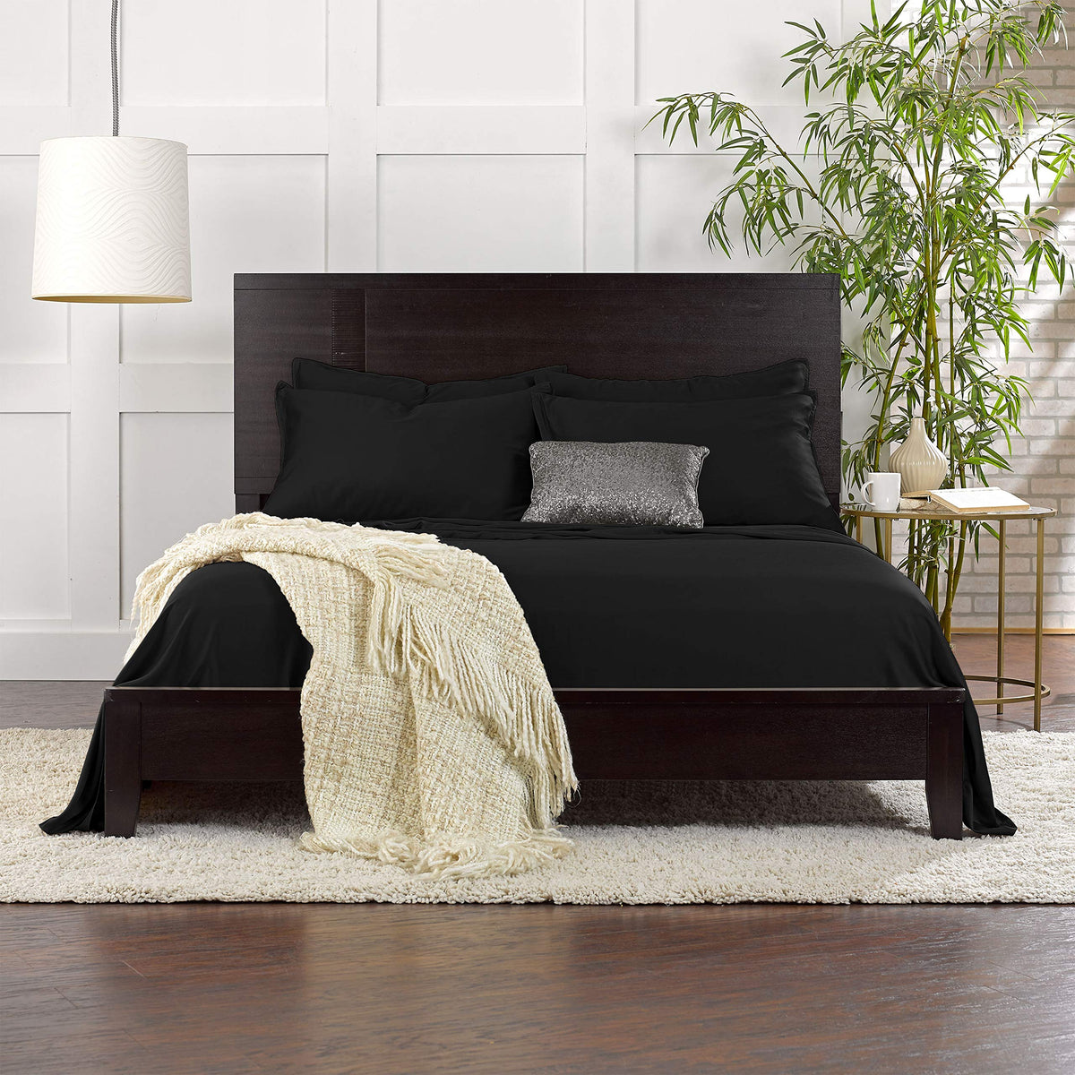 Pure Bamboo black full-size sheets for stylish, everyday use.
