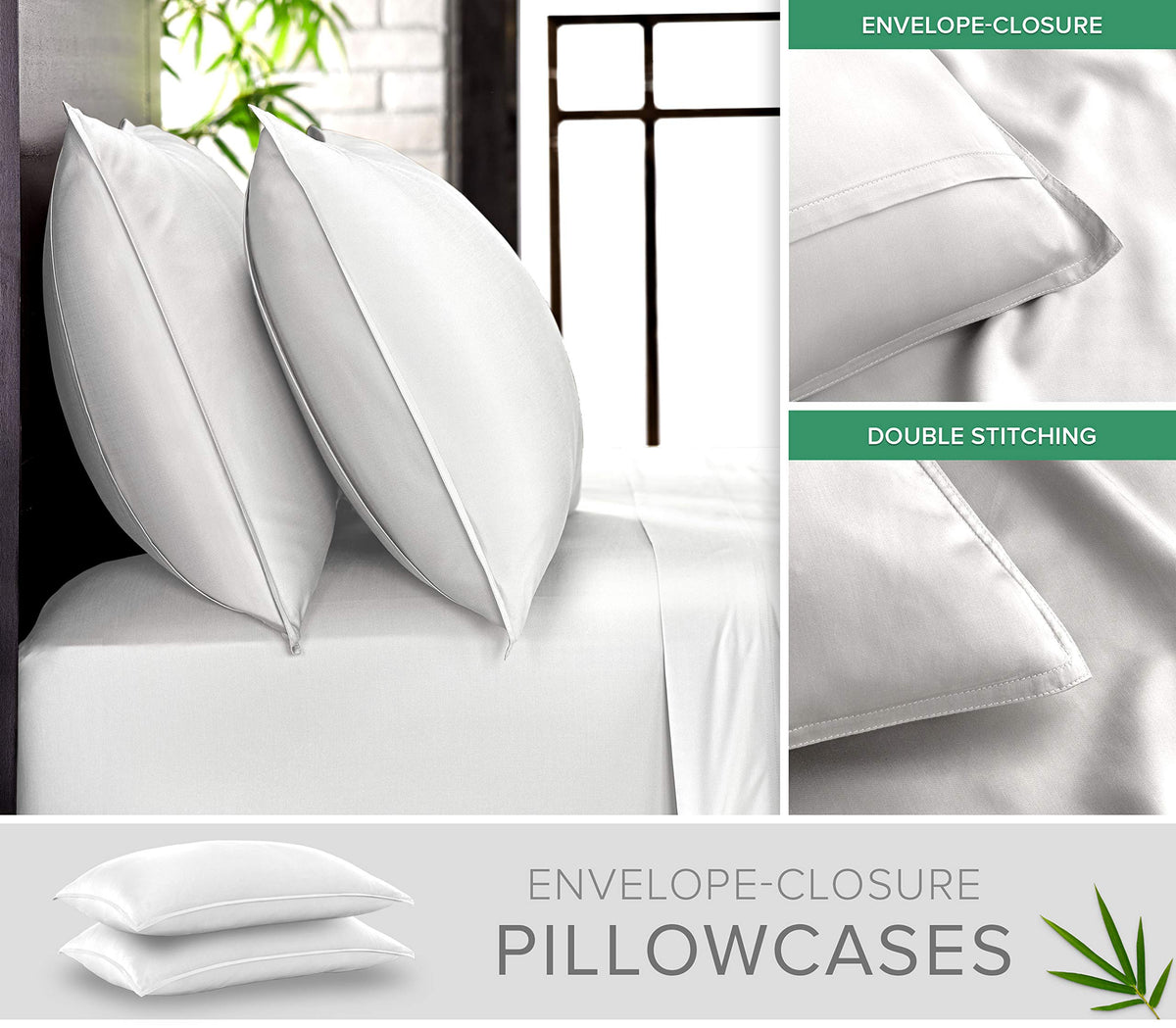 Double-stitched seams on Pure Bamboo California King flat sheet highlight durability