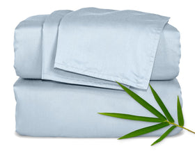 Pure Bamboo Glacier king sheets close-up fabric reveals silky softness and breathable weave.