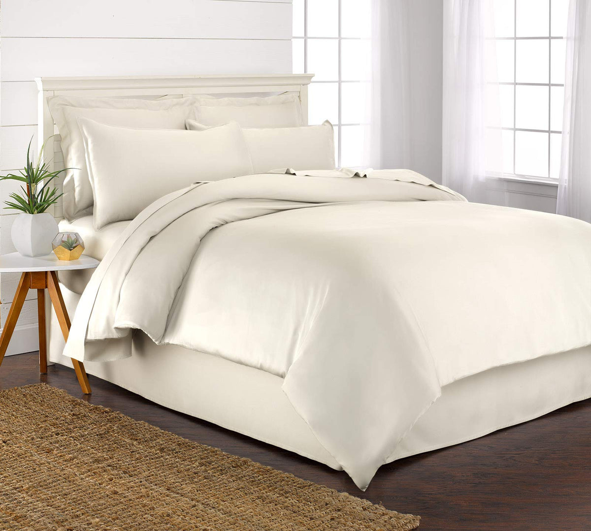 Pure Bamboo king duvet cover in ivory, cooling and silky-soft fabric for restful sleep.