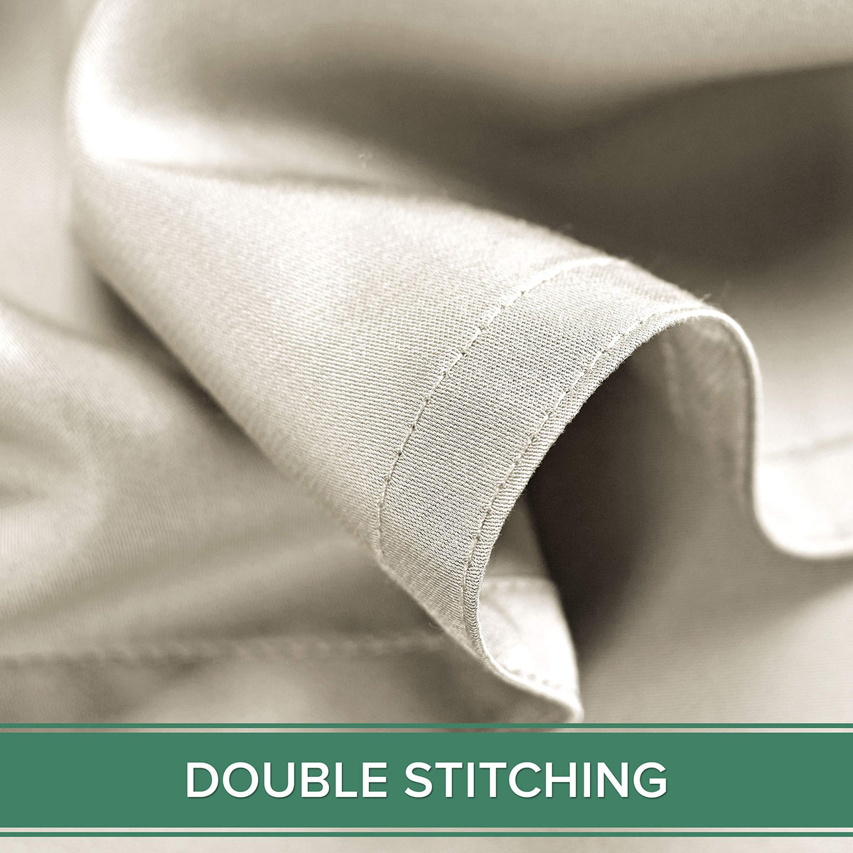 Pure Bamboo king pillowcase Ivory double-stitching emphasizes lasting durability.