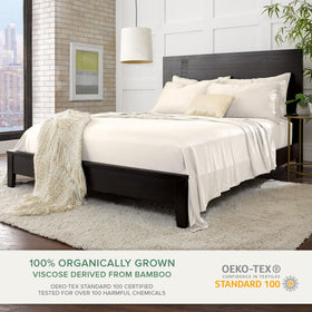 Pure Bamboo king pillowcase Ivory envelope-closure secures the pillow for a tidy sleep.