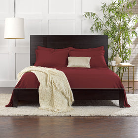 Pure Bamboo king sheets durability close-up shows double-stitched seams for longevity