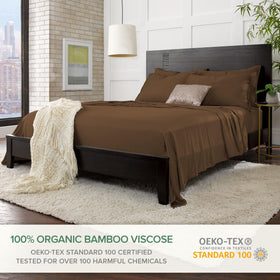 Pure Bamboo King Sheets fitted sheet with deep corners fits mattresses up to 16 inches securely.