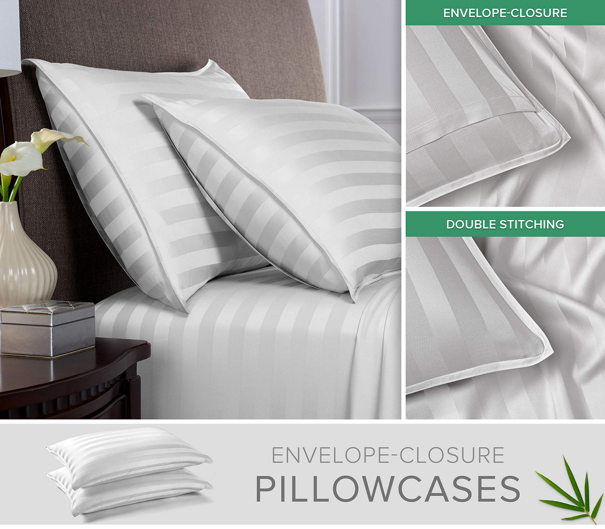 Pure Bamboo King Sheets flat sheet and pillowcases deliver a luxuriously smooth, silky feel.