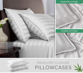 Pure Bamboo King Sheets flat sheet and pillowcases deliver a luxuriously smooth, silky feel.