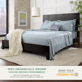 Pure Bamboo King Sheets flat sheet laid for king bed