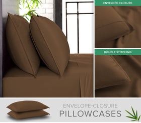 Pure Bamboo King Sheets pillowcases feature overlap closure for snug sleeping pillow support.