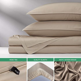 Thread-count and sateen weave detail on Pure Bamboo king sheets