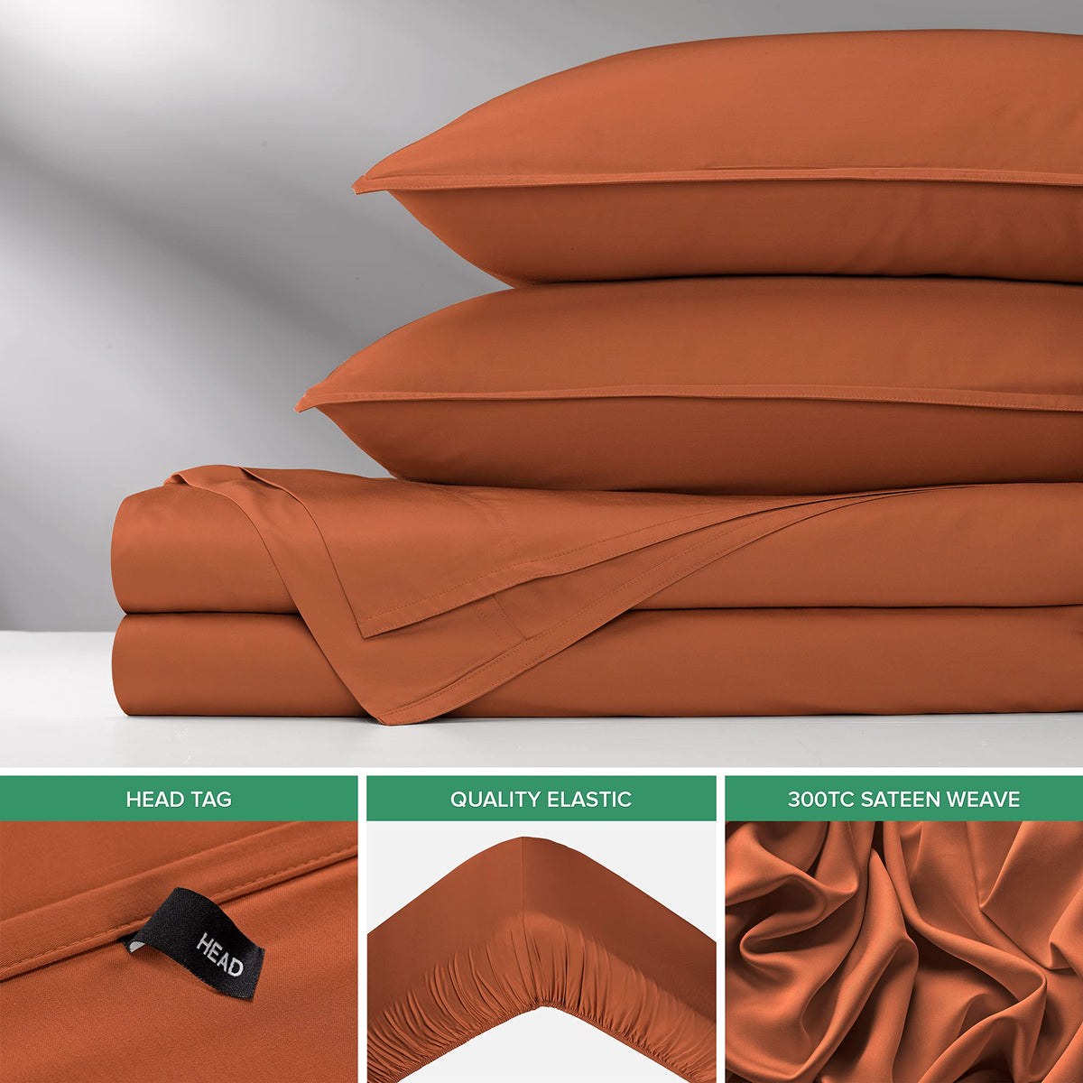 Pure Bamboo King Sheets terracotta 300-thread-count sateen weave feels soft and resistant to pilling.