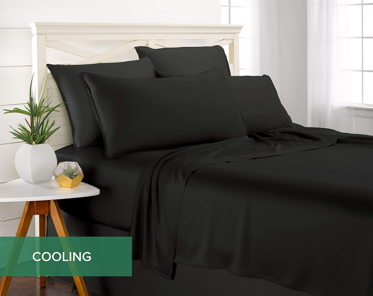 Pure Bamboo King Sheets fabric texture and 300 thread count close-up.
