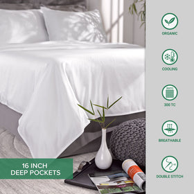 Pure Bamboo packaging-ready set hints at easy, ready-to-use bedding.