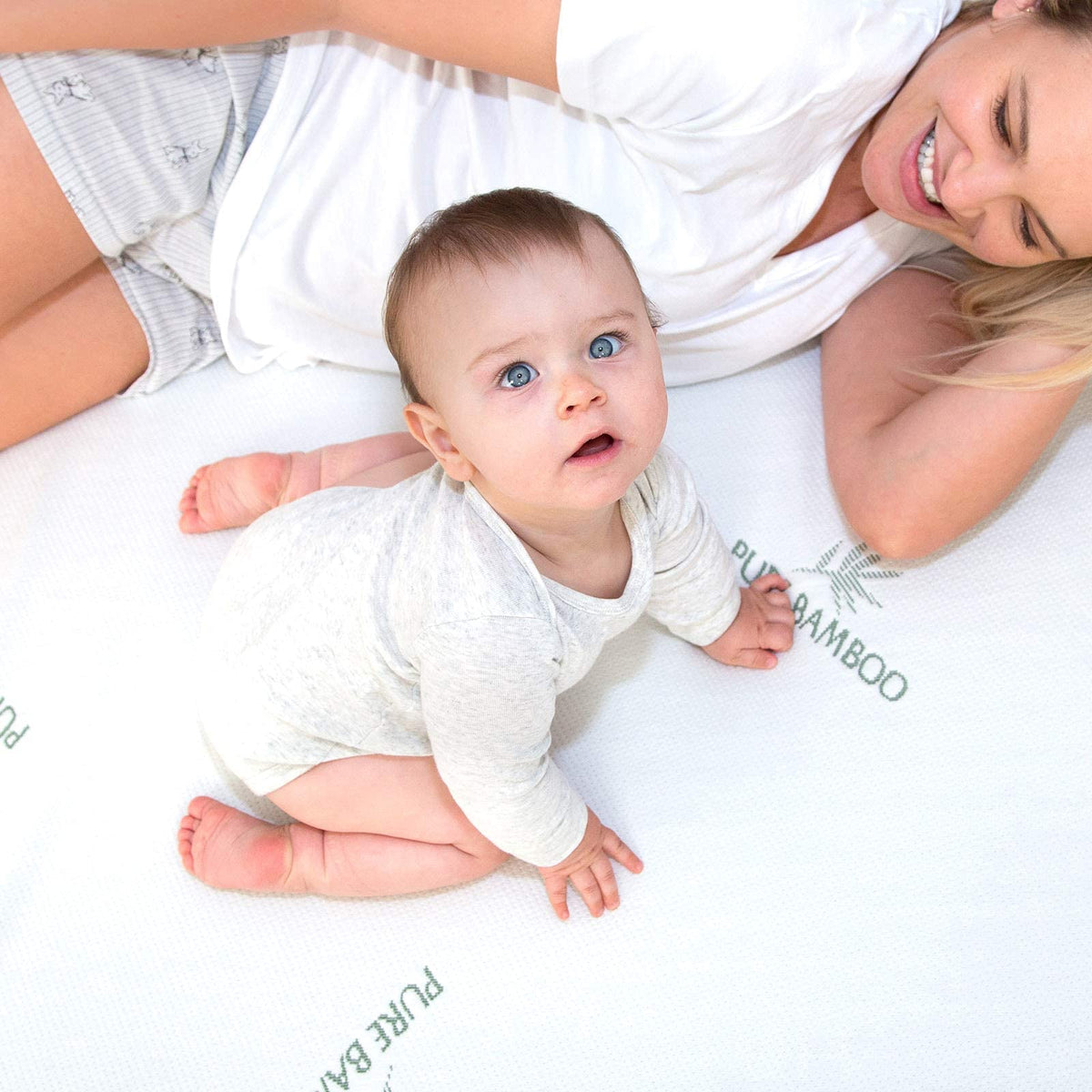 Pure Bamboo protector in a cozy bedroom setup conveys tidy, protected sleeping spaces.