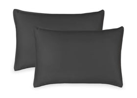 Pure Bamboo queen pillowcases in charcoal with cooling, silky-soft texture