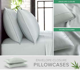 Pure Bamboo queen pillowcases showing envelope closure.