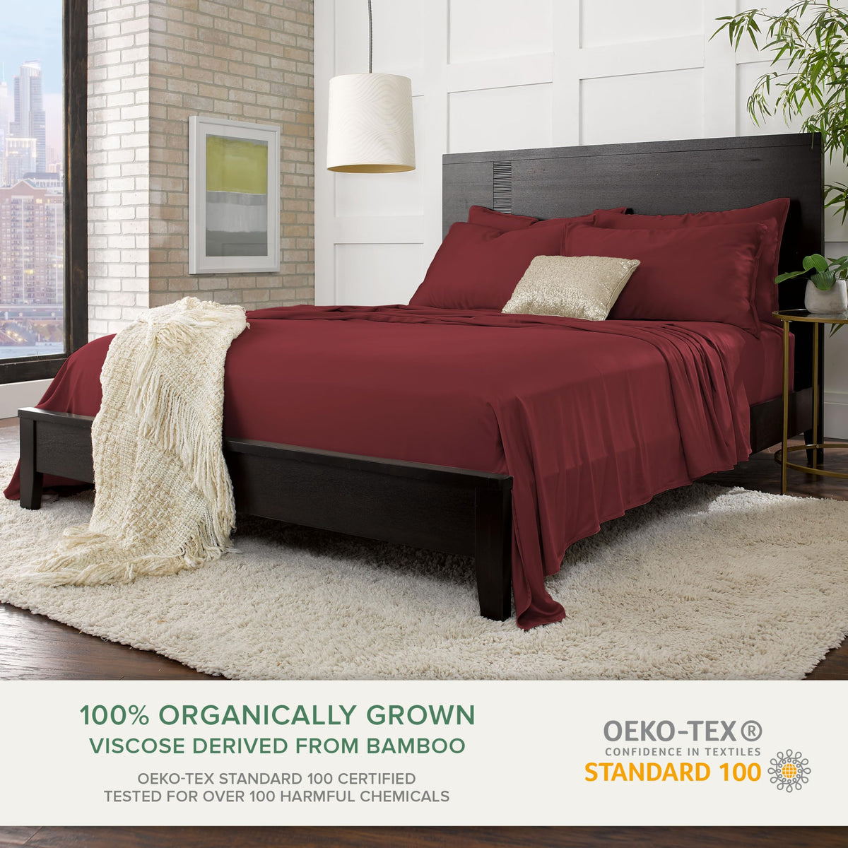Pure Bamboo Queen Sheets 4-piece set includes fitted sheet, flat sheet, and two pillowcases