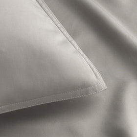 Pure Bamboo Queen Sheets striped bedroom scene in natural light.