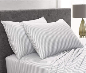 Pure Bamboo Queen Sheets fitted pocket close-up showing 16-inch deep pockets.
