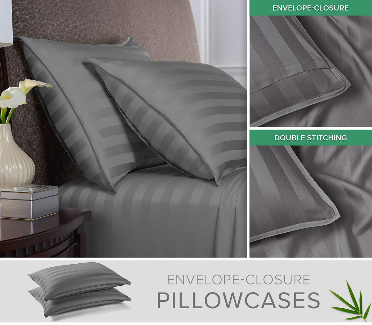 Pure Bamboo Queen Sheets flat sheet and pillowcases laid out for complete set.