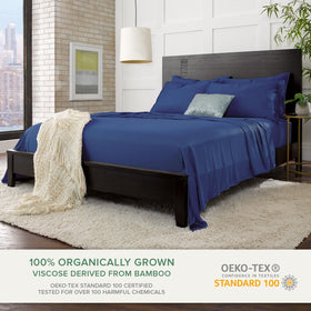 Pure Bamboo Queen Sheets on bed reveal smooth texture and luxurious feel.