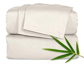 Pure Bamboo Queen Sheets with silky-soft viscose for cooling comfort.
