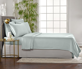 Pure Bamboo Sea Glass bedding after washing shows softer fibers