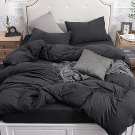 Pure Era jersey knit duvet cover queen in heather charcoal grey for ultra-soft sleep