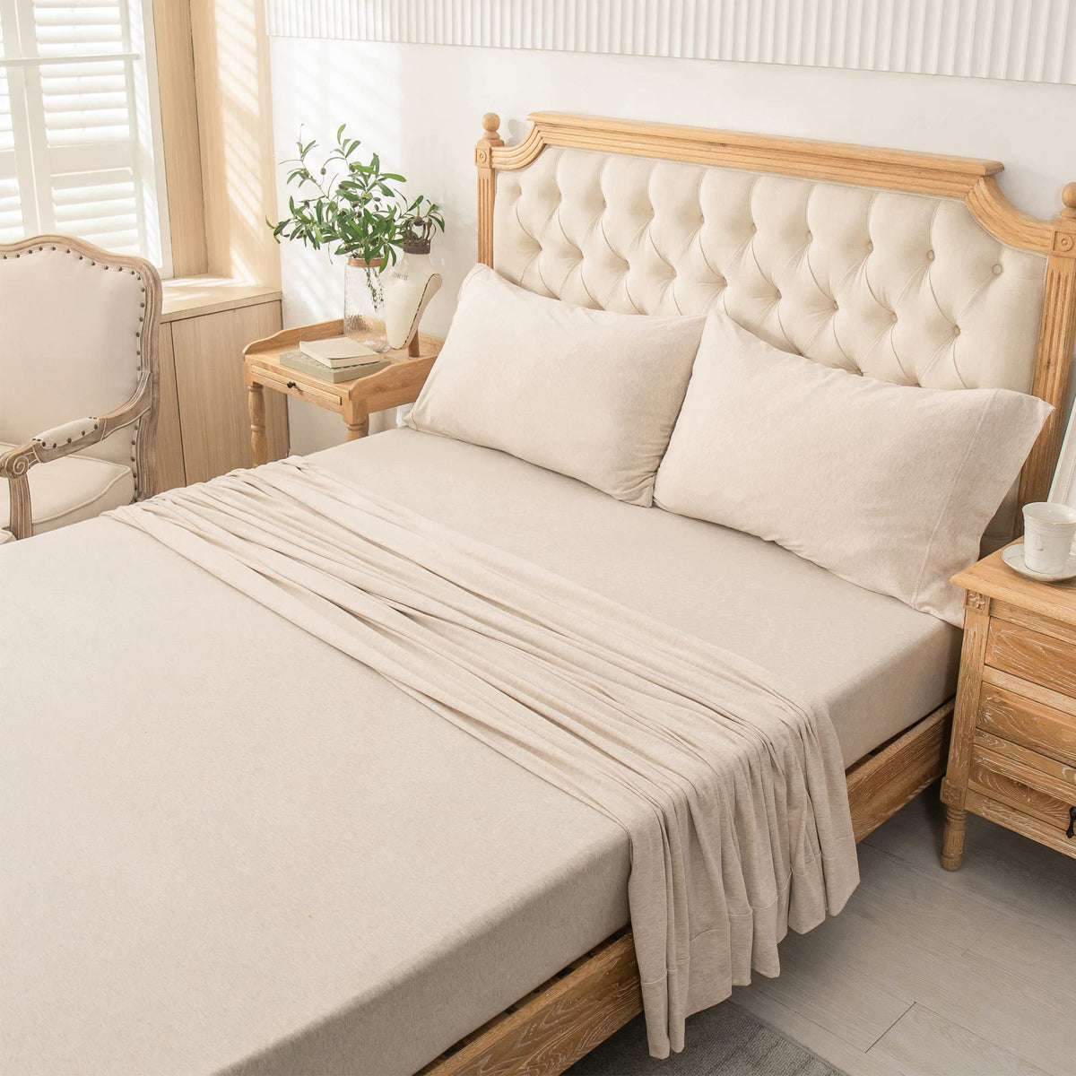 PURE ERA easy-care jersey sheets are machine washable and fade resistant