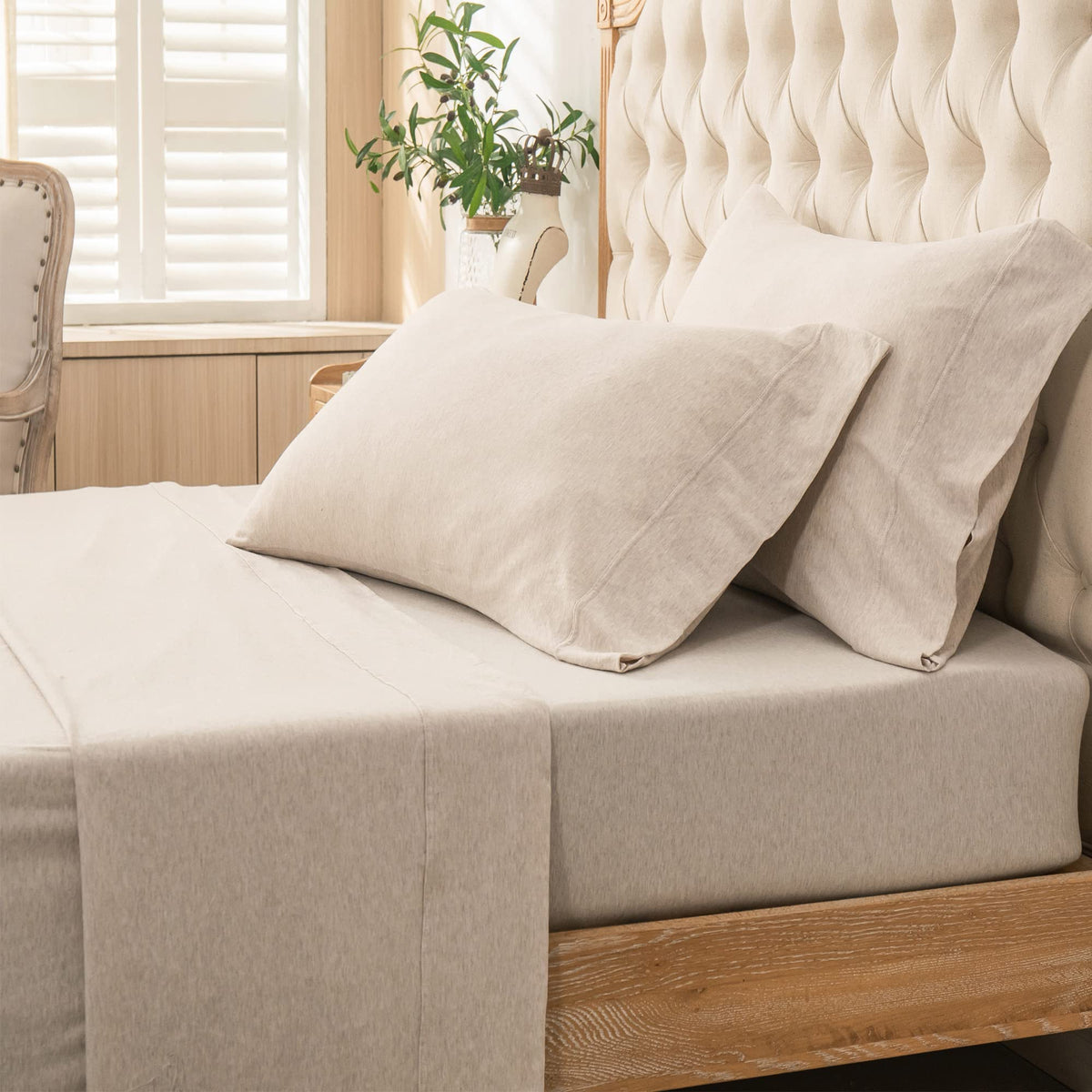PURE ERA heather beige color adds chic, versatile bedroom style