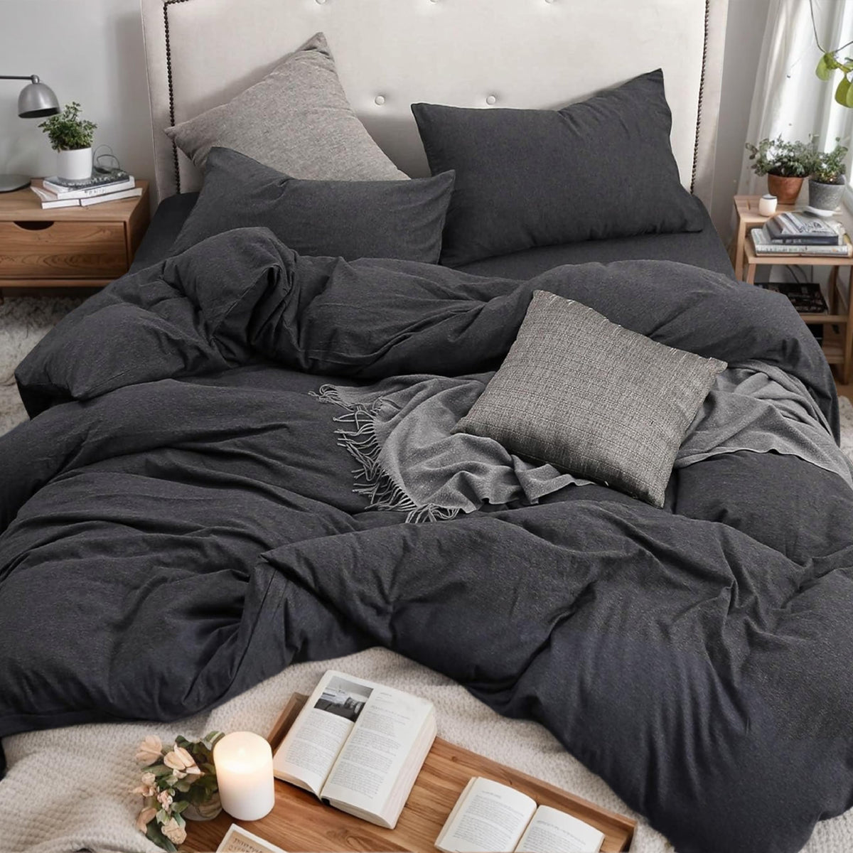 Soft, durable jersey knit bedding designed for frequent wash cycles