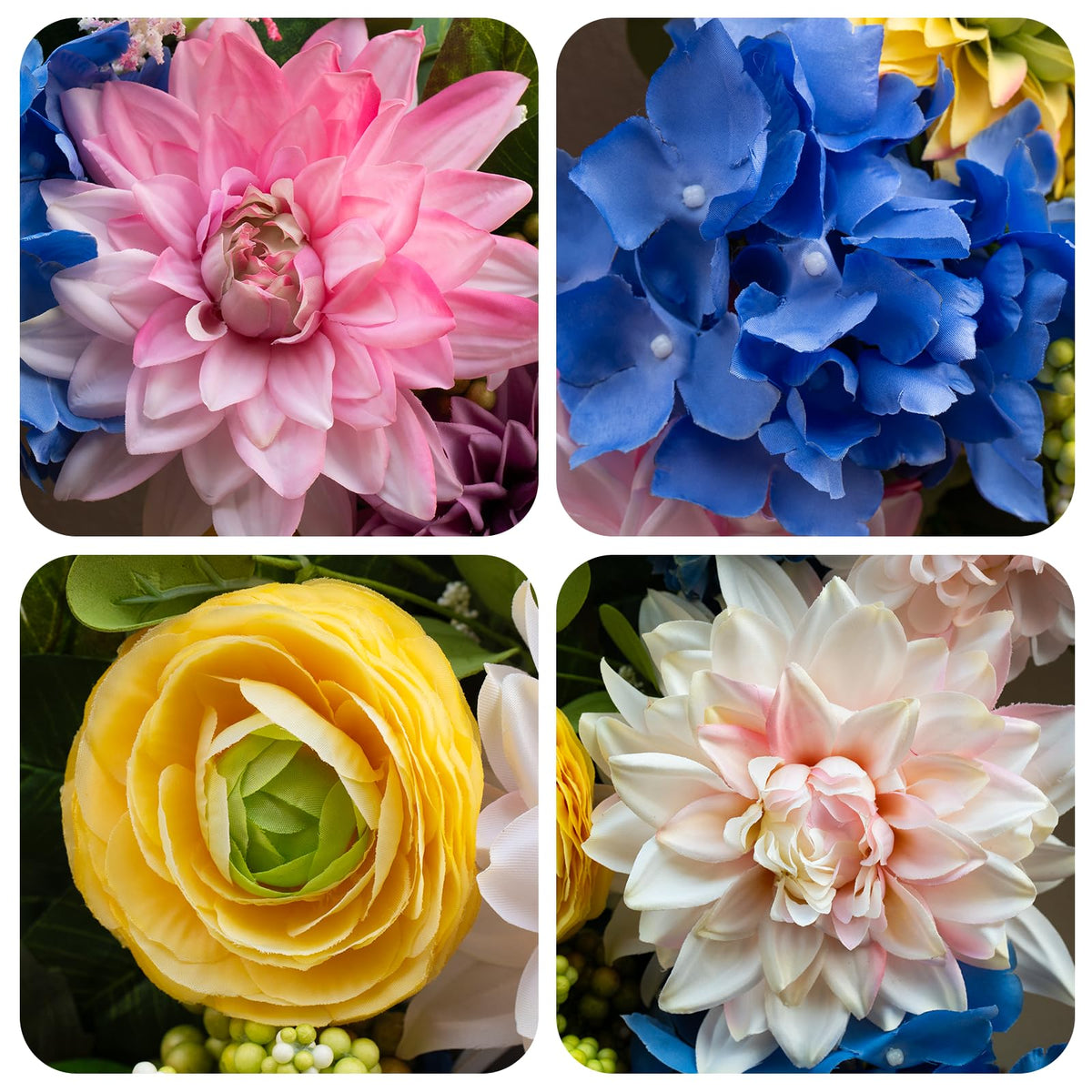 PureCosy silk floral wreath designed for outdoor use with weatherproof durability.