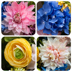 PureCosy silk floral wreath designed for outdoor use with weatherproof durability.