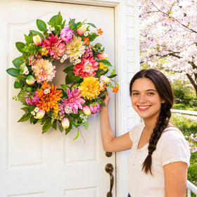 PureCosy Spring Wreath outdoors withstands elements for all-season beauty