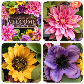 PureCosy welcome sign wreath for spring and summer entrances