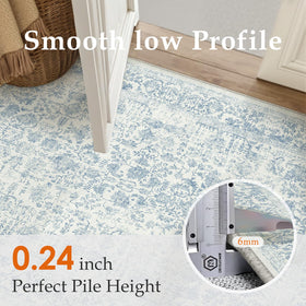 PureCozy blue area rug distressed pattern suits bedrooms and dining spaces