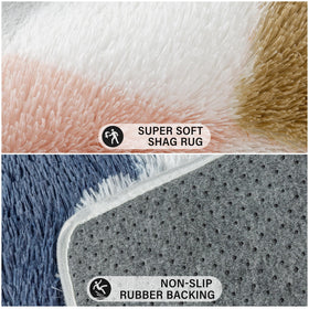 PureCozy checkered rug easy care shot showing stain resistance and wipe-clean convenience.