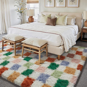 PureCozy checkered rug easy care for busy homes