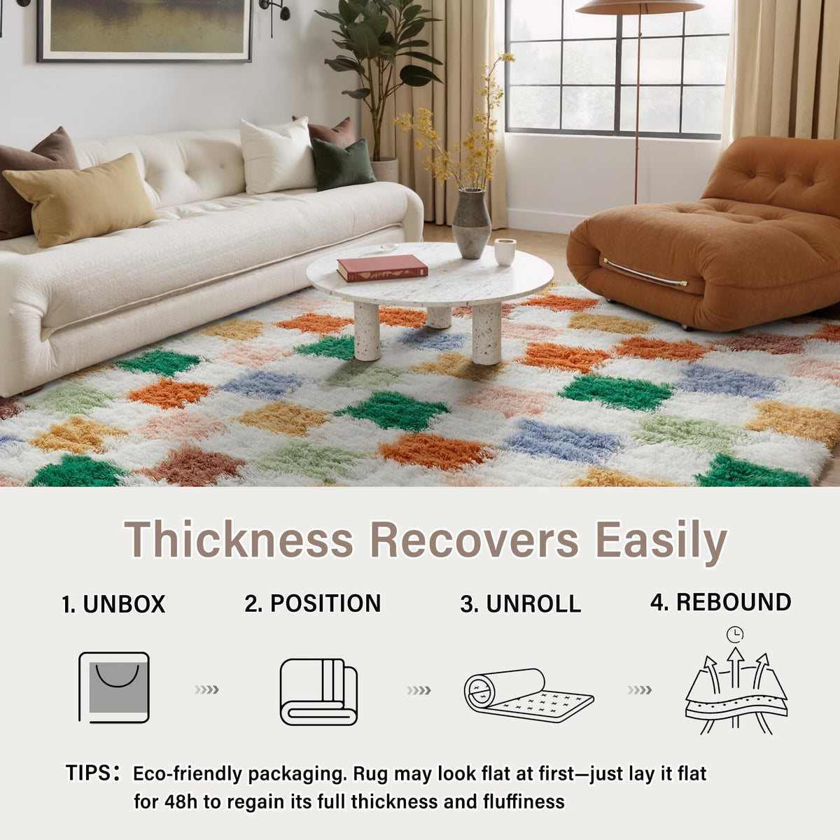 PureCozy rug machine-washable option preserves plush texture