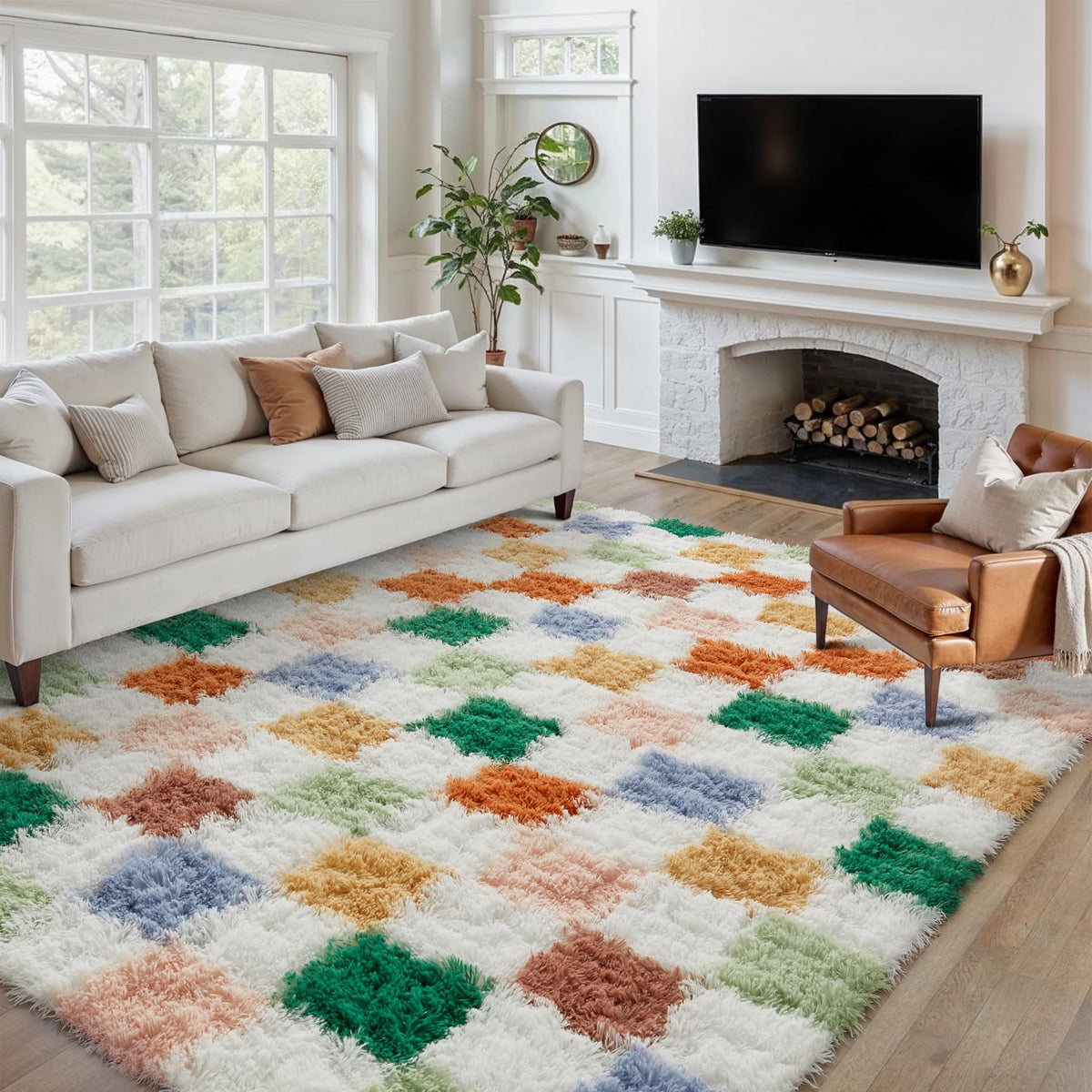 PureCozy rug showing non-slip bottom for secure placement